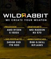 Wildrabbit A Gamer 1550, R5-1500X RX-570, 8GB RAM, 240GB SSD, 1TB HDD, Gamer PC